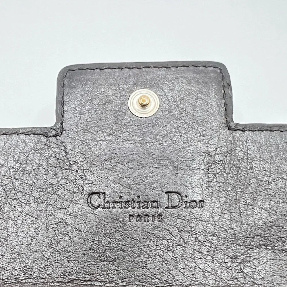 Authentic Christian DIOR Canvas x Leather Monogram Folding Long Wallet